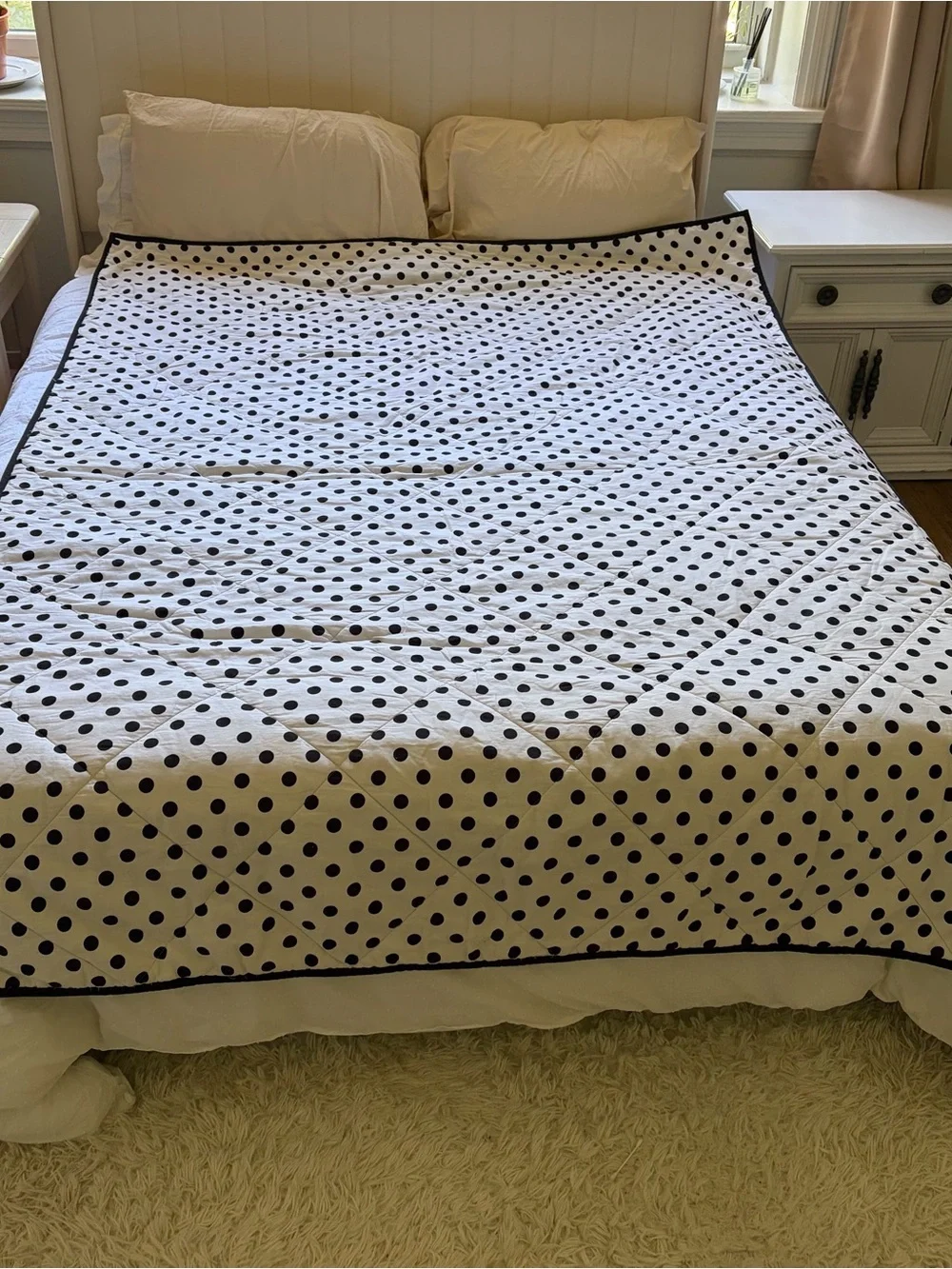 Victorias Secret Pink Cotton Polka Dot Quilt Dorm Comforter Bedding Twin
